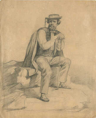 Верещагин Василий Петрович. Сидящий мужчина с тростью 